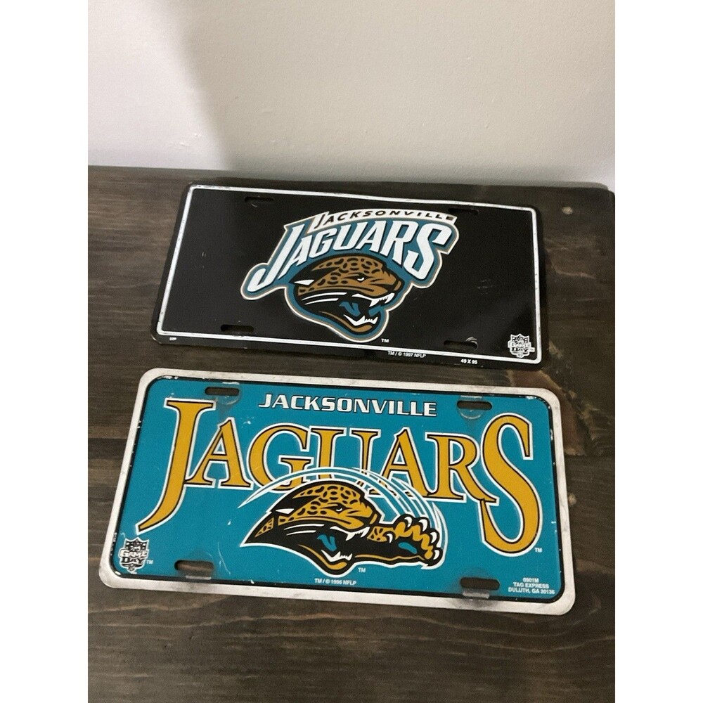 Vintage Jacksonville Jaguars NFL License Plates Lot 1996-1997 Old Logo Tag Ex